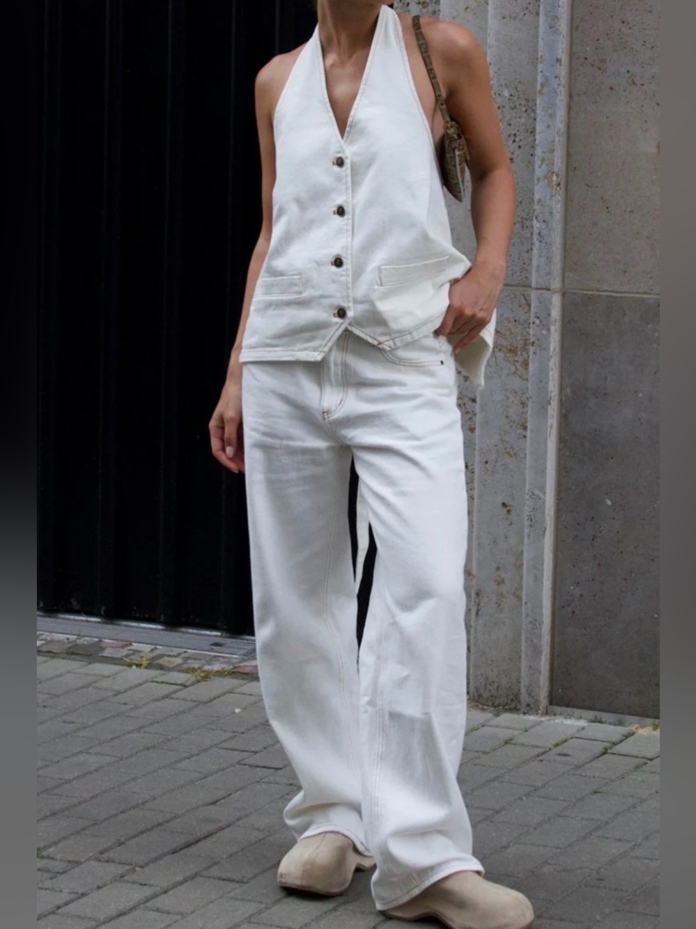 Hills Halter top and Top Model Jeans Set in Porcelin